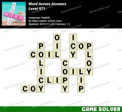 Word Across Level 971 [Answers, Cheats and Solutions].